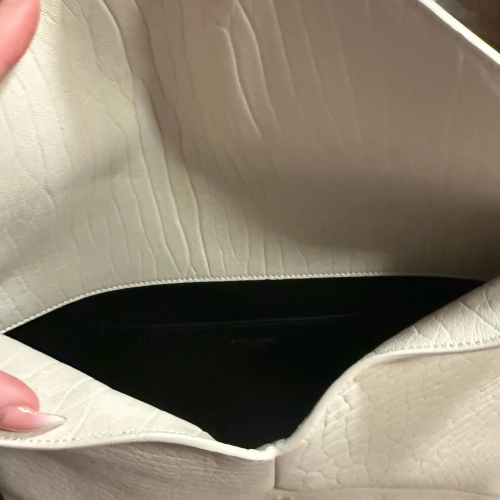 Saint Laurent Ivory Leather Envelope Clutch with Gold YSL Hardware - Picture 6 of 9